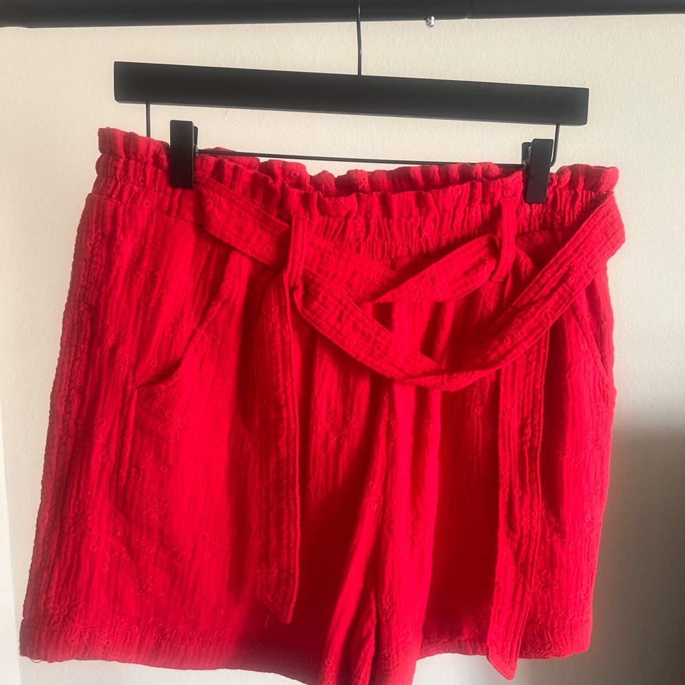 Knox Rose High Waist Red Shorts with Elastic Waistband